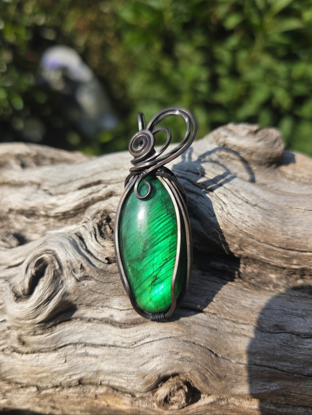 Emerald Green Enhanced Labradorite Pendant